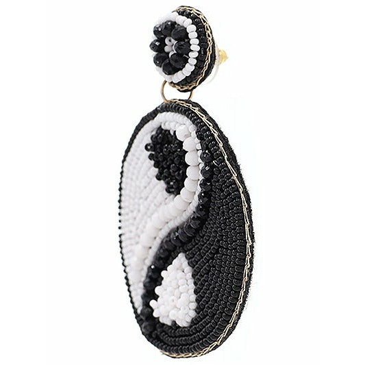 Yin & Yang Seed Bead Earrings - BFF Here