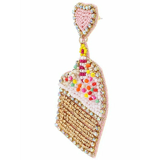 Cupcake & Candle Seed Bead Earrings - BFF Here