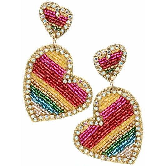 Lovely Heart Seed Bead Earrings - BFF Here