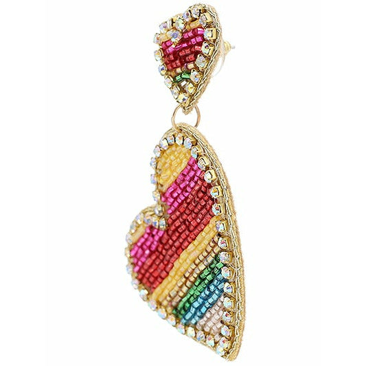 Lovely Heart Seed Bead Earrings - BFF Here