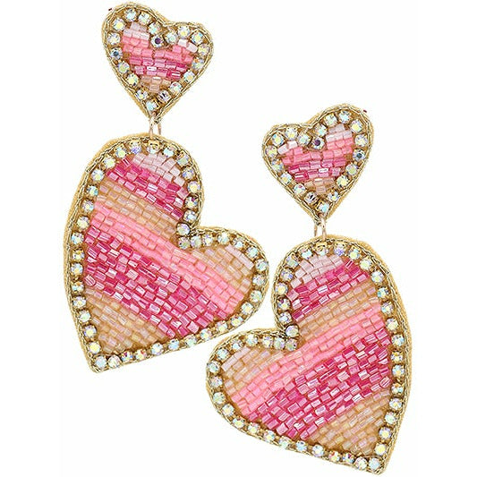 Lovely Heart Seed Bead Earrings - BFF Here