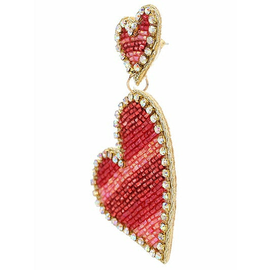 Lovely Heart Seed Bead Earrings - BFF Here