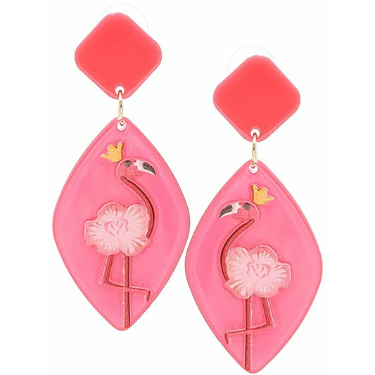 Queen Flamingo Earrings - BFF Here