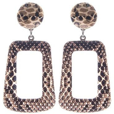 Snake Print Earrings - Bronze - BFF Here