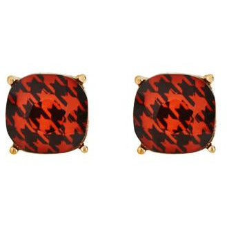 Houndstooth Pattern Stud Earrings - BFF Here