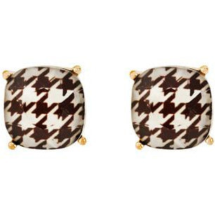 Houndstooth Pattern Stud Earrings - BFF Here