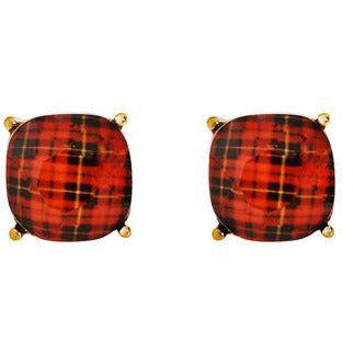 Plaid Pattern Stud Earrings - BFF Here