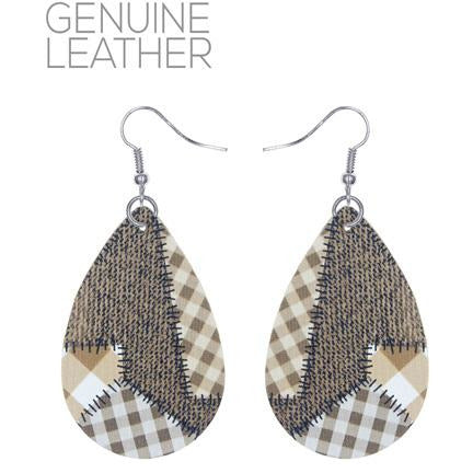 Light Brown Patchwork Earring - BFF Here