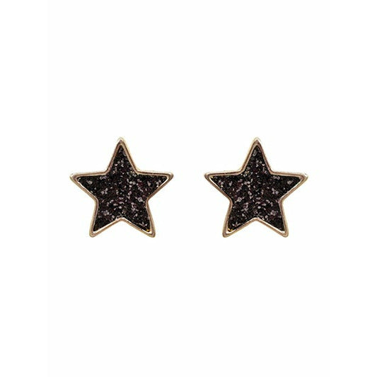 Black Glitter Star Earrings - BFF Here