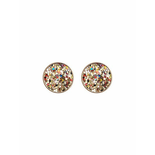 Gold Glitter Round Earrings - BFF Here