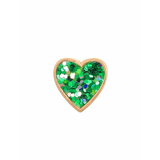 Emerald Glitter Heart Earrings - BFF Here