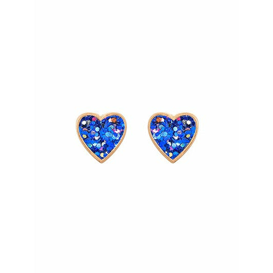 Sapphire Glitter Heart Earrings - BFF Here
