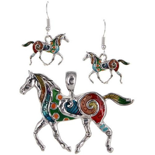 Horse Pendant and Earring Set - BFF Here