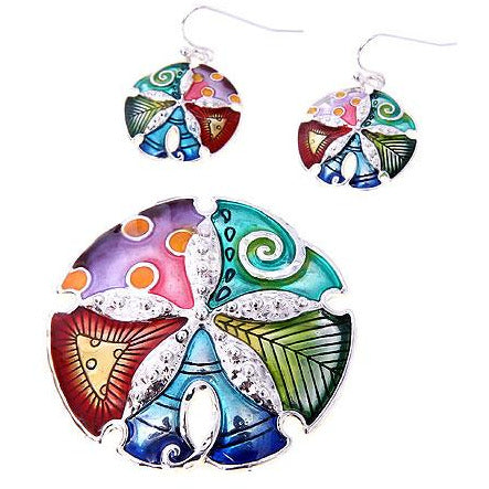 Sand Dollar Pendant & Earring Set - BFF Here