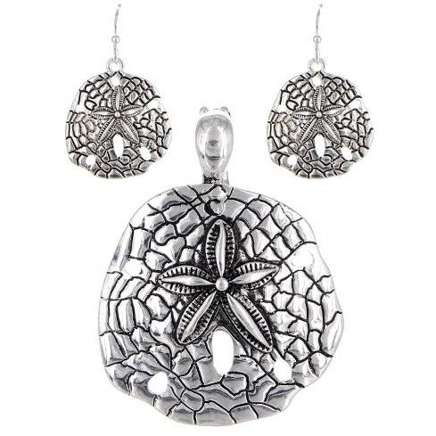 Sand Dollar Pendant and Earring Set - BFF Here