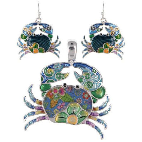 Crab Pendant and Earring Set - BFF Here