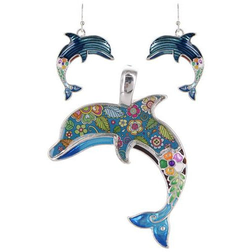 Dolphin Pendant and Earring Set - BFF Here