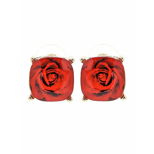 Rosebud Stud Earrings --Red - BFF Here