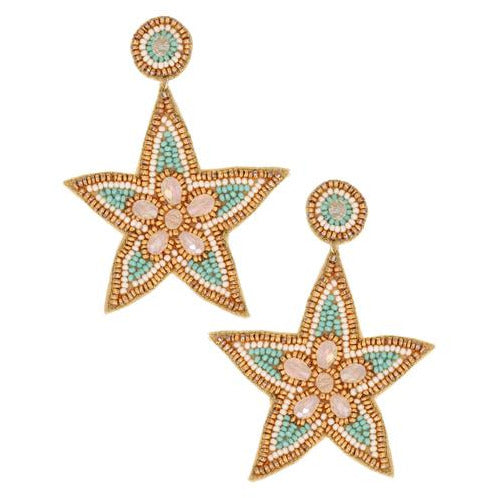 Deb Seed Bead Starfish Earrings - BFF Here