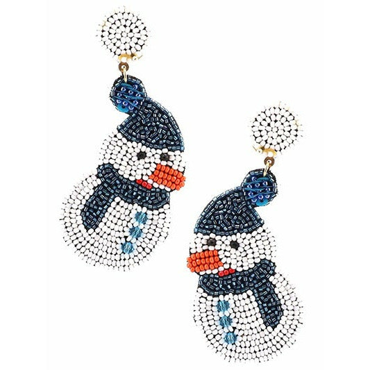 Snowman Seed Bead Earrings - BFF Here