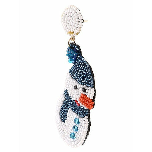 Snowman Seed Bead Earrings - BFF Here