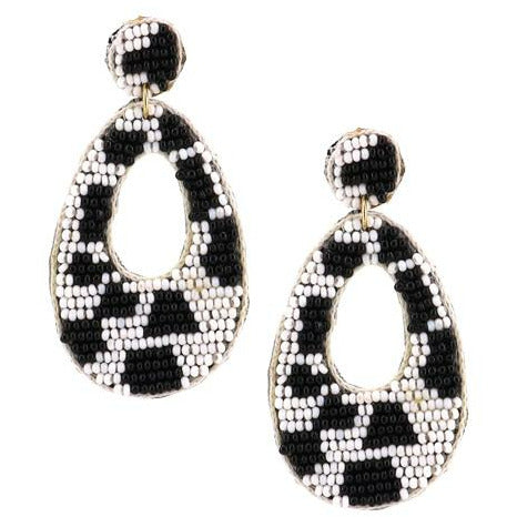 Cow Pattern Seed Bead Earrings - BFF Here
