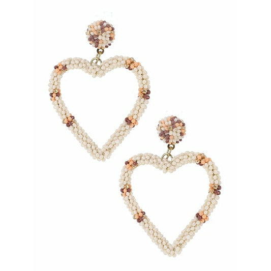 Cupid Seed Bead Heart Earrings - BFF Here