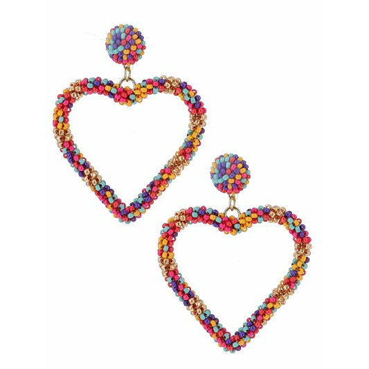 Cupid Seed Bead Heart Earrings - BFF Here