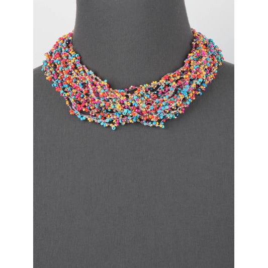 Seed Bead Layered Necklace -- Turquoise Multi - BFF Here