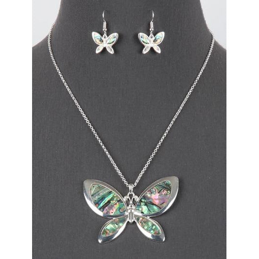 Butterfly Abalone Necklace and Earring Set - BFF Here