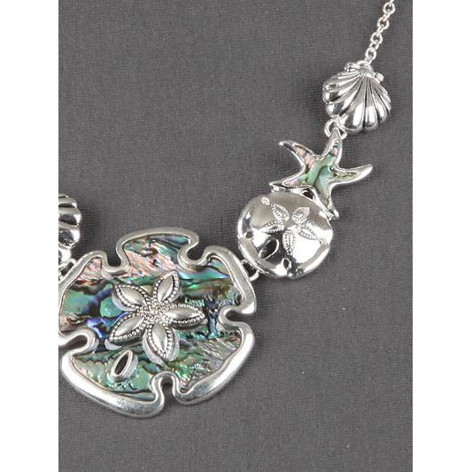 Sand Dollar Abalone Bib Necklace Set - BFF Here