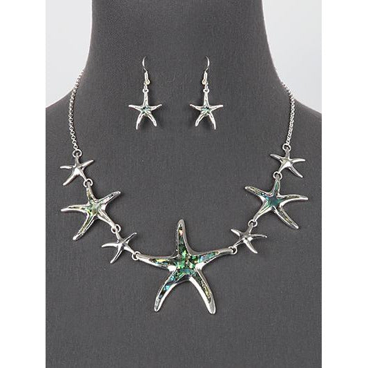 Starfish Abalone Bib Necklace Set - BFF Here