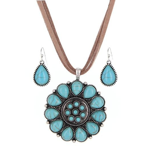 Western Style Navajo Necklace & Earring Set -- Choice of Color - BFF Here