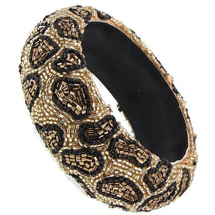 Leopard Beaded Bracelet -- Gold - BFF Here