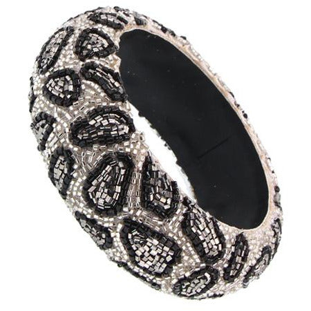 Leopard Beaded Bracelet -- Silver - BFF Here