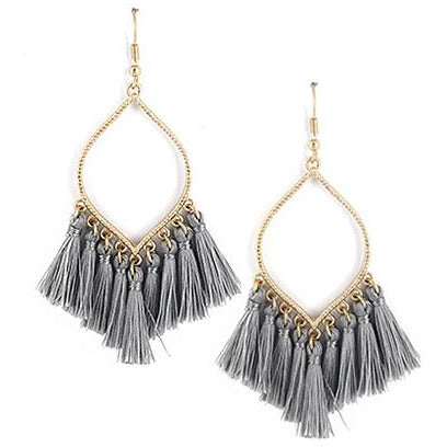 Tassel Earrings -- Gray - BFF Here