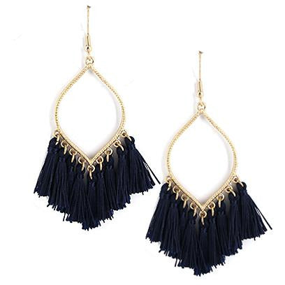 Tassel Earrings -- Black - BFF Here