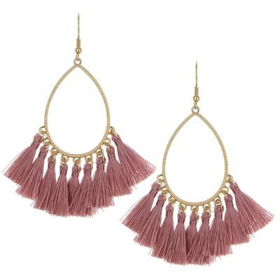 Tassel Teardrop Earrings -- Blush Pink - BFF Here