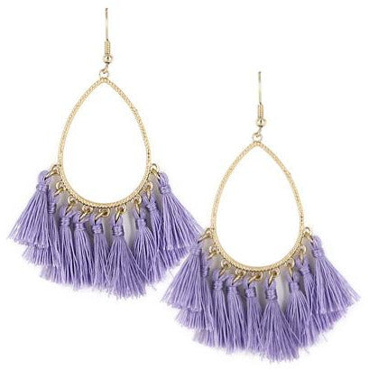 Tassel Teardrop Earrings -- Lilac - BFF Here