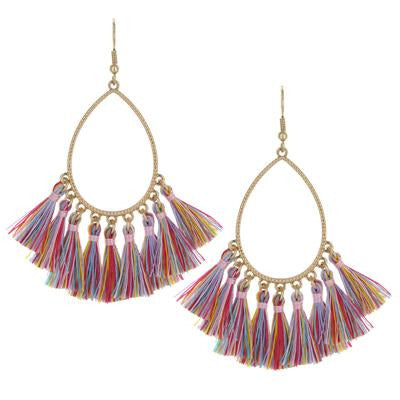 Tassel Teardrop Earrings -- Multi - BFF Here