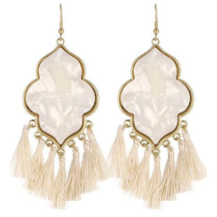 Trefoil Tassel Earrings -- Natural - BFF Here