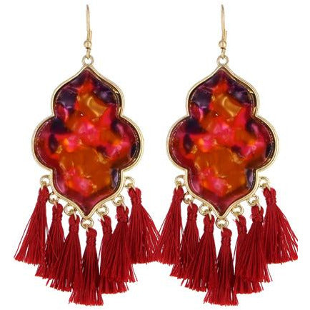 Trefoil Tassel Earrings -- Red - BFF Here