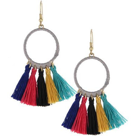 Circle Tassel Earrings -- Multi - BFF Here