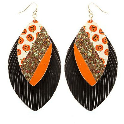 Mosaic Halloween Leather Earrings - BFF Here