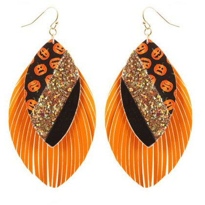 Mosaic Halloween Leather Earrings - BFF Here