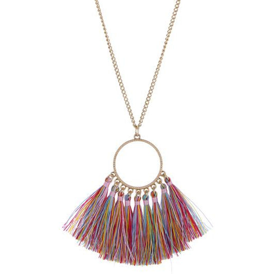 Circle Tassel Necklace --Multi - BFF Here