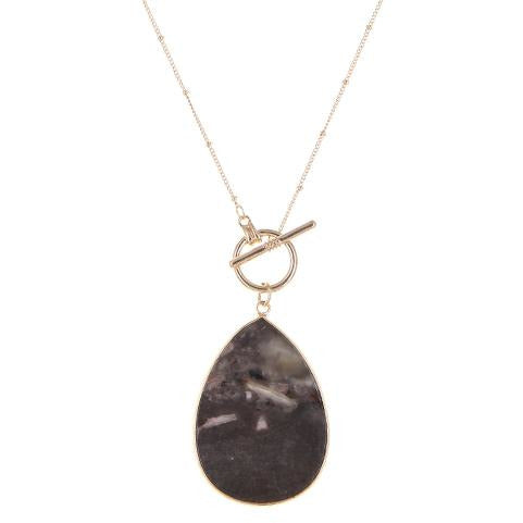 Tear Drop Stone Pendant -- Natural - BFF Here