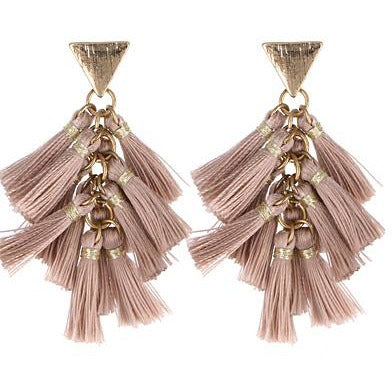 Fabric Tassel Earring -- Blush Pink - BFF Here