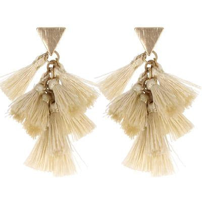 Fabric Tassel Earring -- Ivory - BFF Here