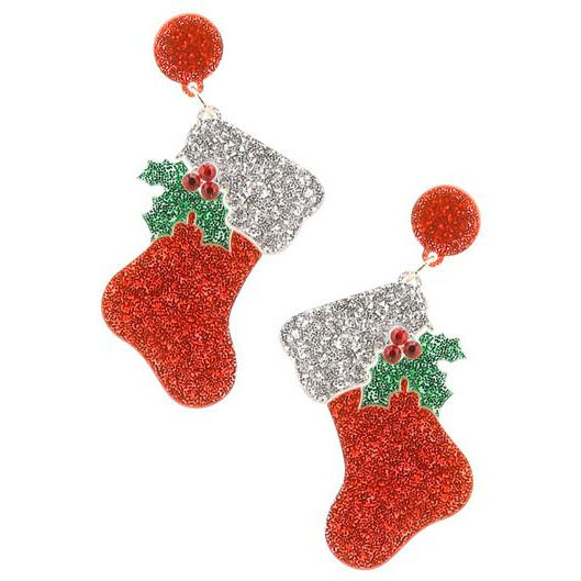 Christmas Stocking Earrings - BFF Here